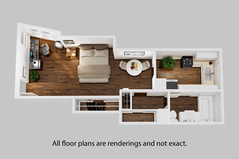 Floor plan for studio, 1 bath, 540 sqft